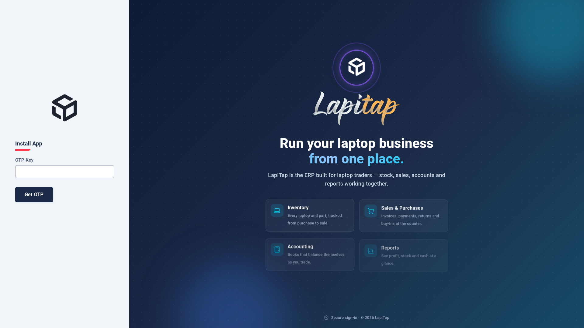 Install step 1 — request the one-time code