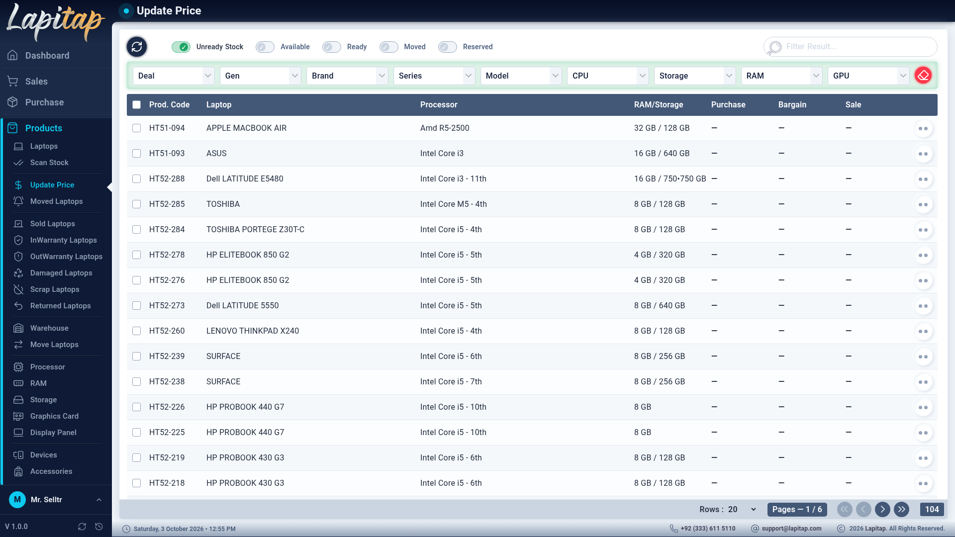 Update Price list