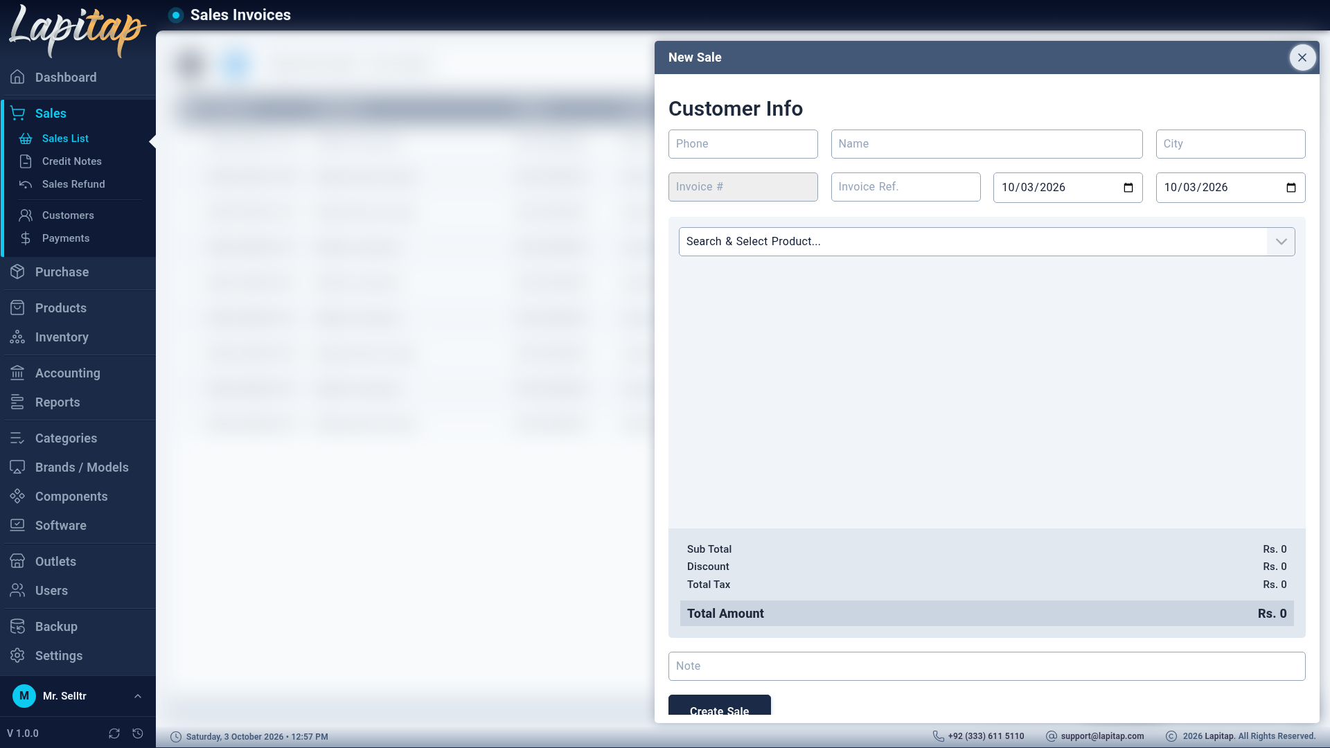 New sale form