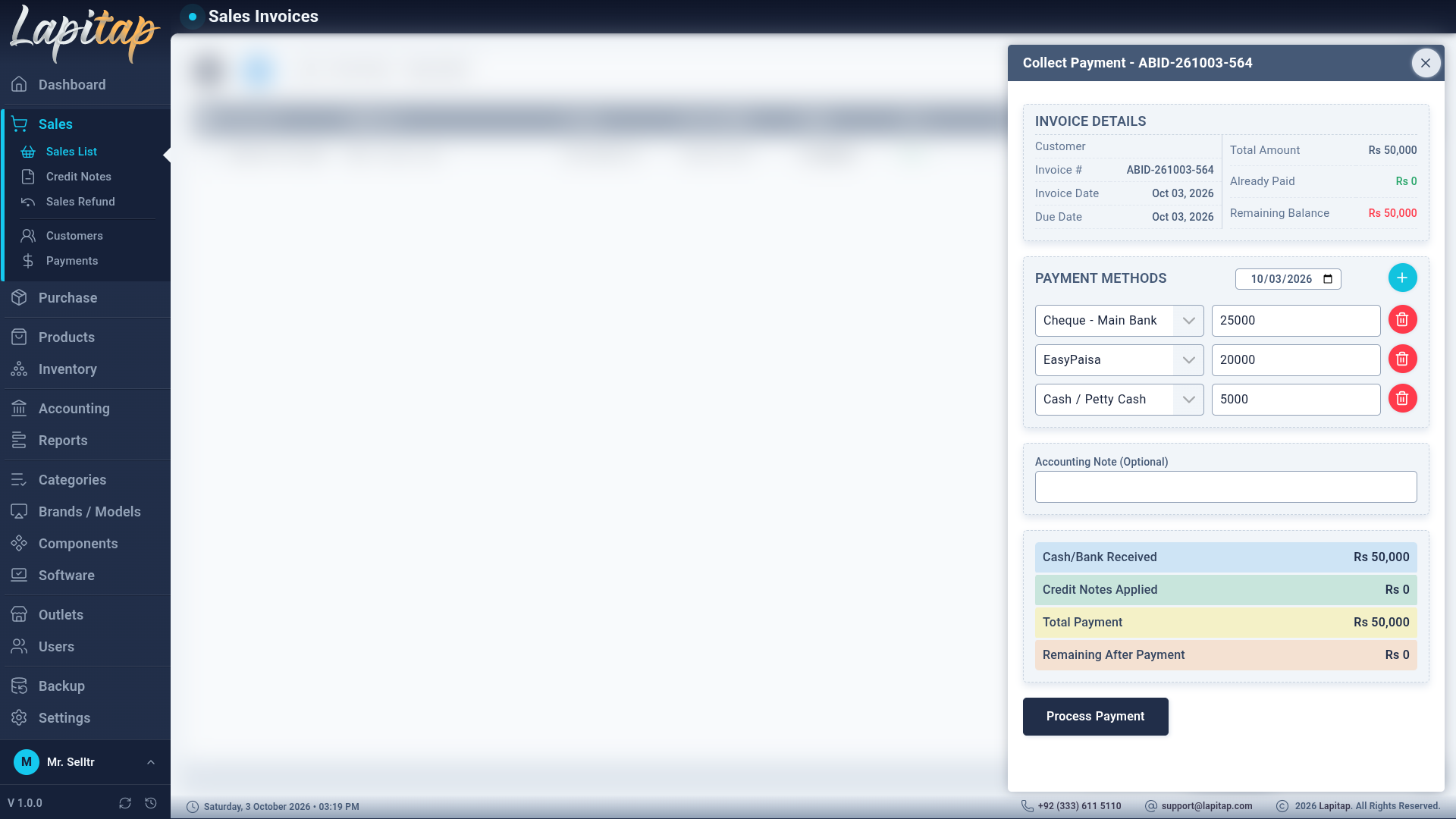 Collect payment form